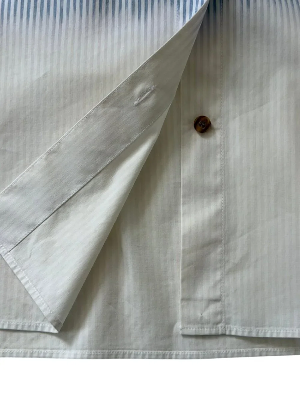 Lafayette 148 Everson Ombre Dip Dye Striped Button Up Long Sleeve Blue White XL